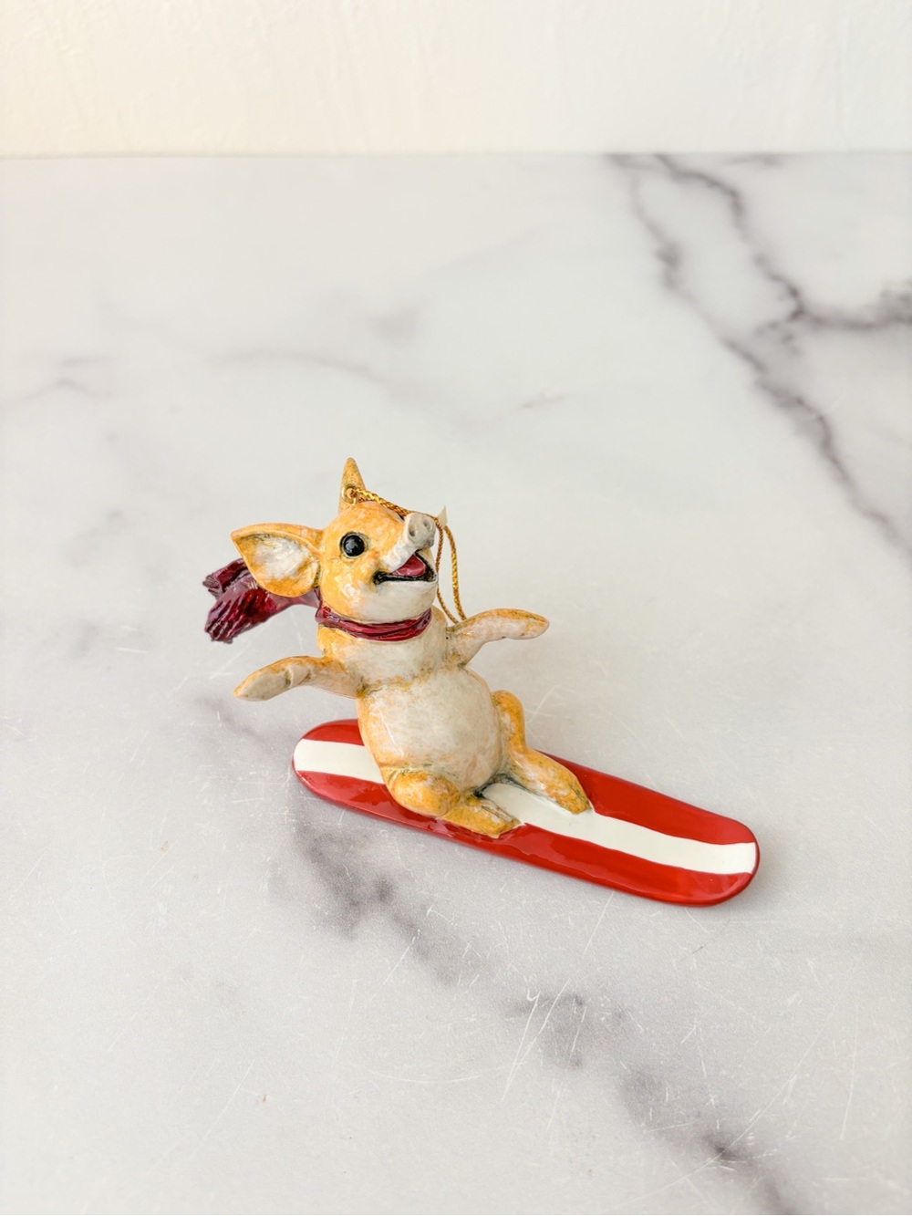 Kitty’s Critters: Speedy the Pig on a Snowboard Ornament